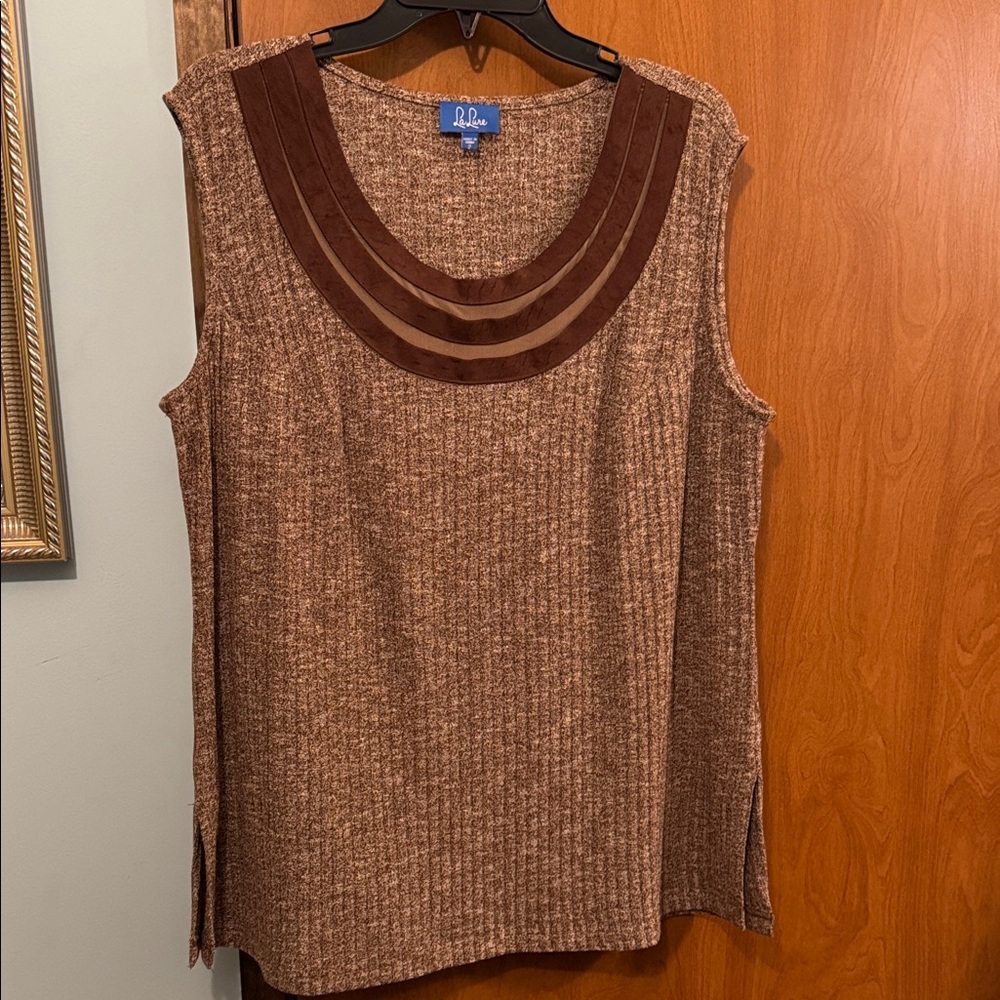 Sleeveless Top with Suede Accents